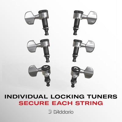 Planet Waves PWAT-6R2 6 (In-Line) Auto-Trim Tuning Machines, Black Finish Schwarz, Schwarz