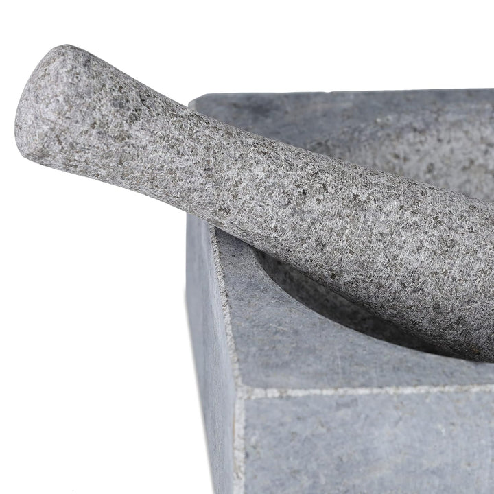 Relaxdays Mörser mit Stössel, Granit, HBT: 6,5 x 18,5 x 18,5 cm, poliert, langlebig, Steinmörser Gew