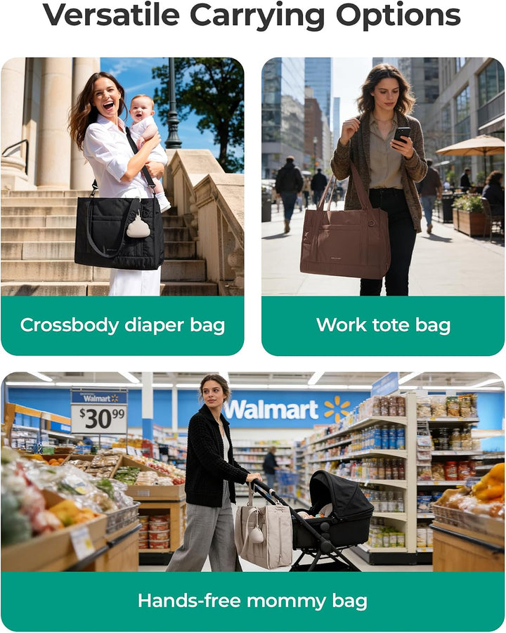 bagsmart Puffer Wickeltasche Kliniktasche Geburt Diaper Bag für Unterwegs Kamel, Kamel