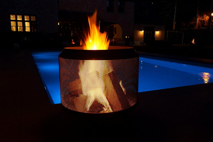 Feuertrommel mit Grill - Feuerkorb mit Grill – Feuerstelle mit Beinen für den Garten, inkl. Grillros