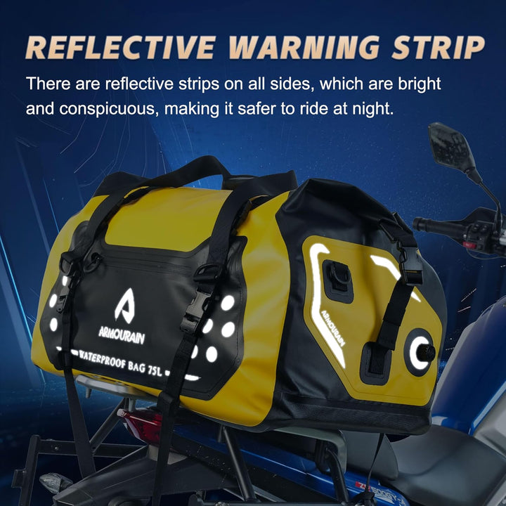 Motorrad-Trockentasche 75 L Grosse wasserdichte Reisetasche, Faltbare Reisetasche, Kofferraum-Sitzta