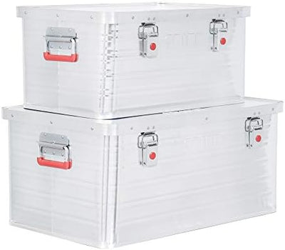 STIER Alubox Set, Aluminiumbox 50L und 85L, stapelbare Transportkisten, Staub- und spritzwasserresis
