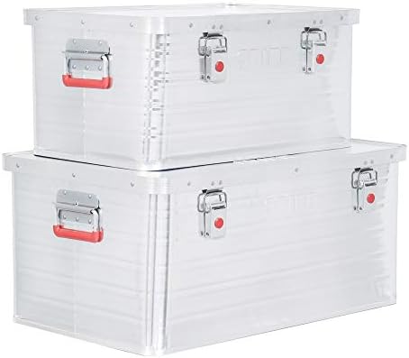 STIER Alubox Set, Aluminiumbox 50L und 85L, stapelbare Transportkisten, Staub- und spritzwasserresis