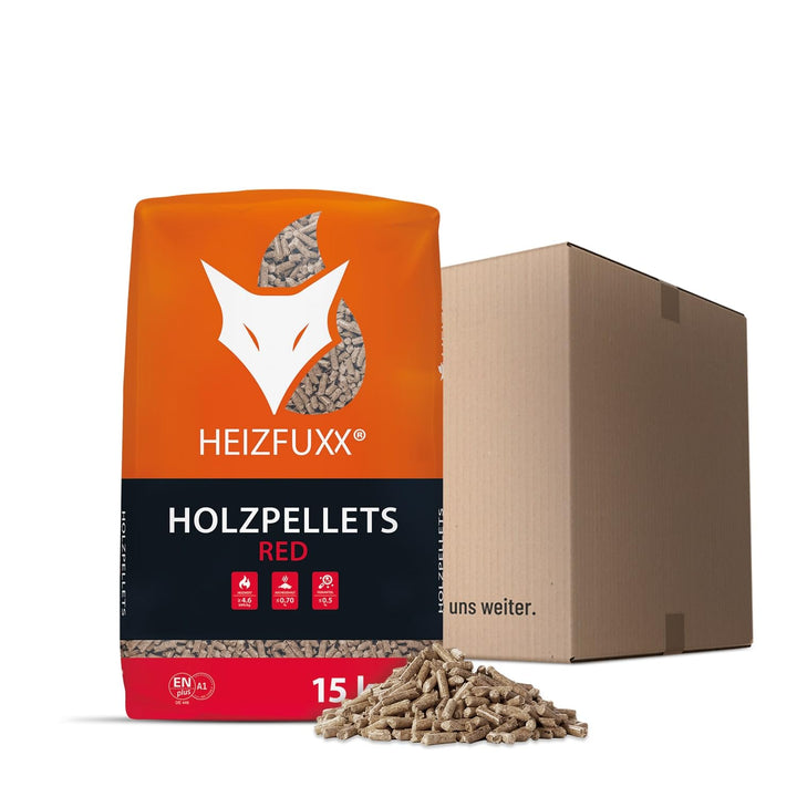 Holzpellets Red Sackware 15 kg - 6mm Hartholz Pellets mit hohem Heizwert & geringem Ascheanteil - Pr