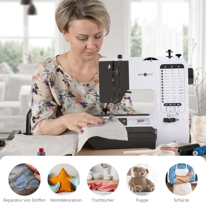 HTVRONT Nähmaschine mit Verlängerungstisch- Sewing Machine Nähmaschine Anfänger mit 38 Nähprogrammen