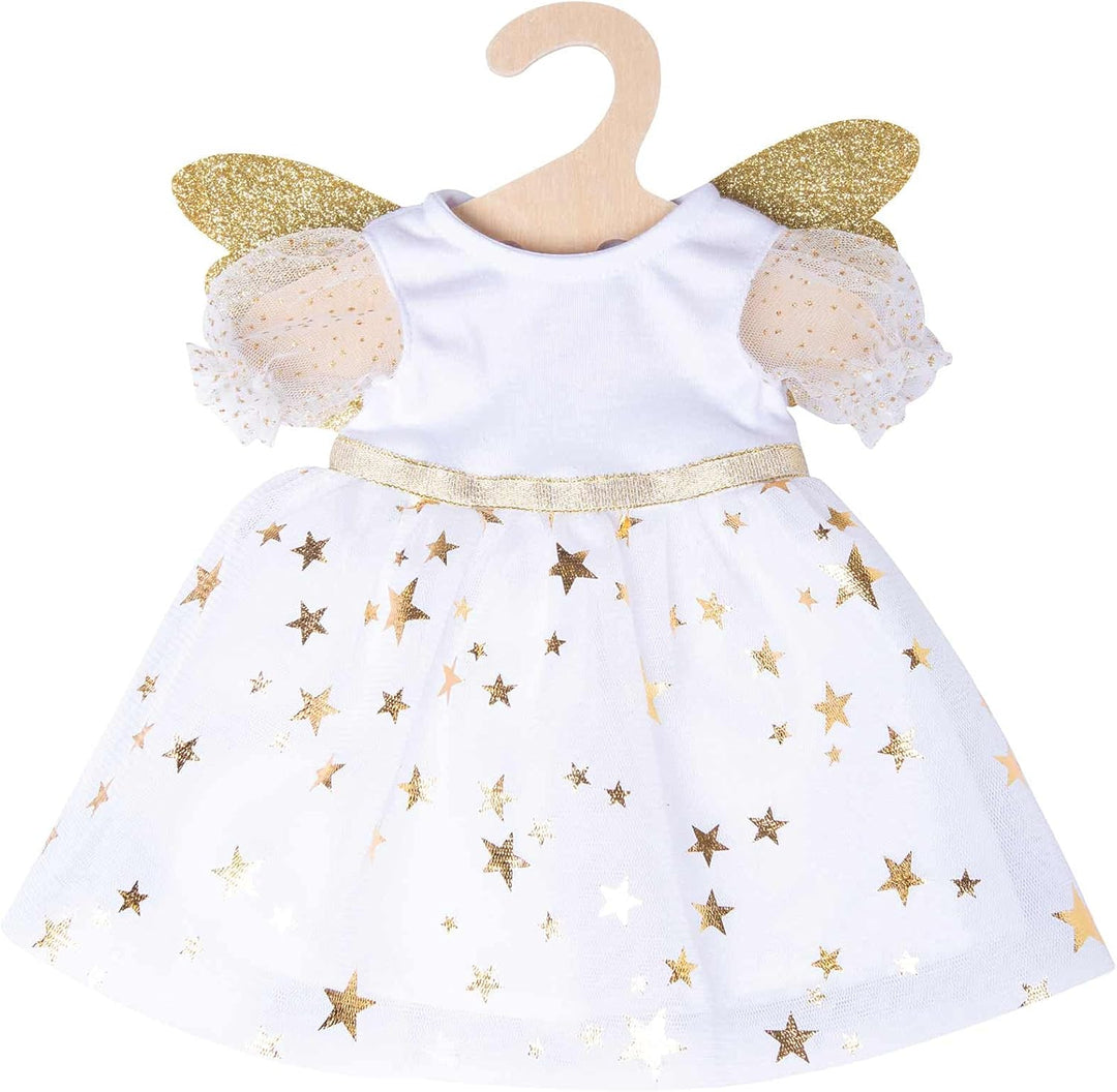 Heless 2152 - Kleid für Puppen im Design Schutzengel, mit goldenen Flügeln und Sternen-Haarband, Grö