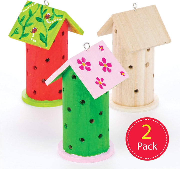 Baker Ross AV954 Marienkäfer-Häuschen aus Holz für Kinder zum Basteln und Gestalten (2 Stück), 13cmx