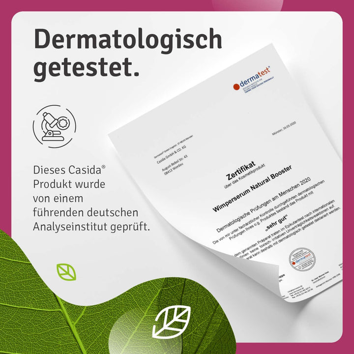 Casida Wimpernserum ohne Hormone Natural Booster - 30 ml Flasche - fördert das Wachstum gesunder, kr