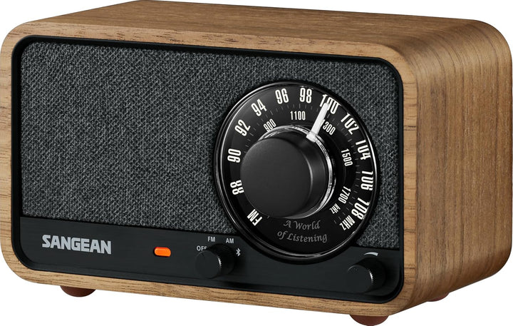 SANGEAN WR-8 – Tragbares Vintage Radio mit Bluetooth Lautsprecher, FM-Empfang, integriertem Akku, Ec