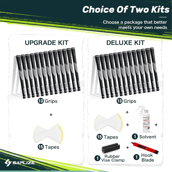 SAPLIZE Golfgriffe 13er-Set mit komplettem Regripping-Kit, Standard/Mittelklasse, Weiss/Grün/Rot/Bla