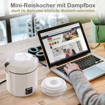 Reiskocher klein & Bento-Box für 1-2 Personen,（0.3 liter, 1,5 Tassen), Mini Rice Cooker mit abnehmba