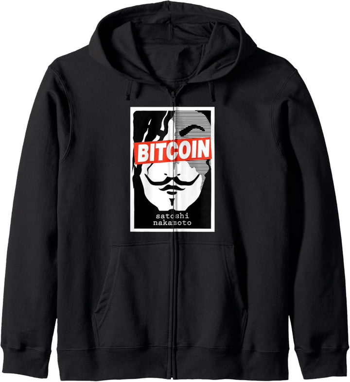 Bitcoin Satoshi Nakamoto Face Cryptocurrency Kapuzenjacke