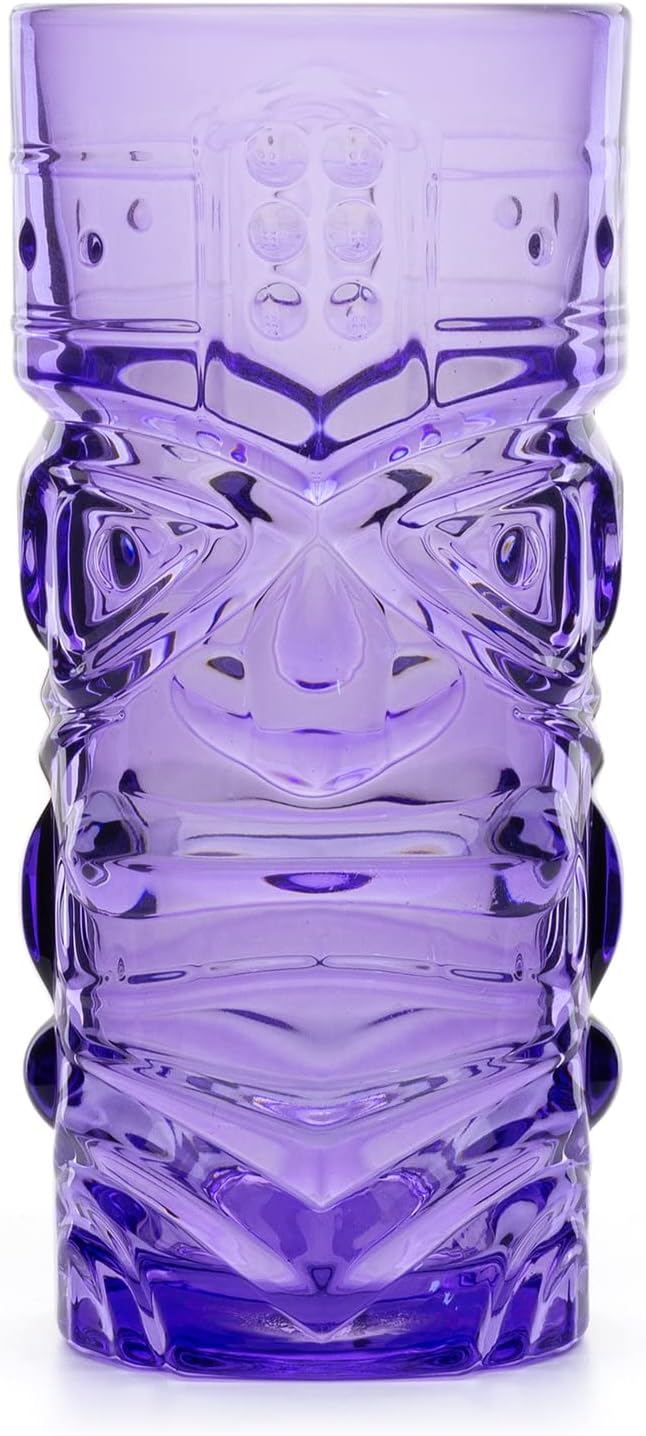 CKB LTD 4er-Set TIKI Becher Maori Tiki Glas Farbiges Glas Tiki-Set Cocktailgläser Cocktailbecher Lon