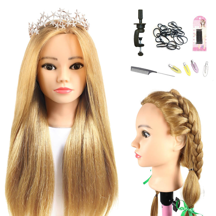 Schaufensterpuppe Kopf 26Inch Weiblich 80% Echthaar Friseur Kosmetologie Schaufensterpuppe Schaufens