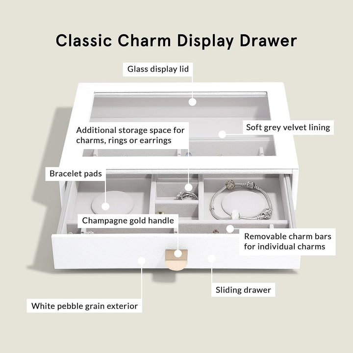 Stackers Pebble White Classic Charm Display Drawer, White