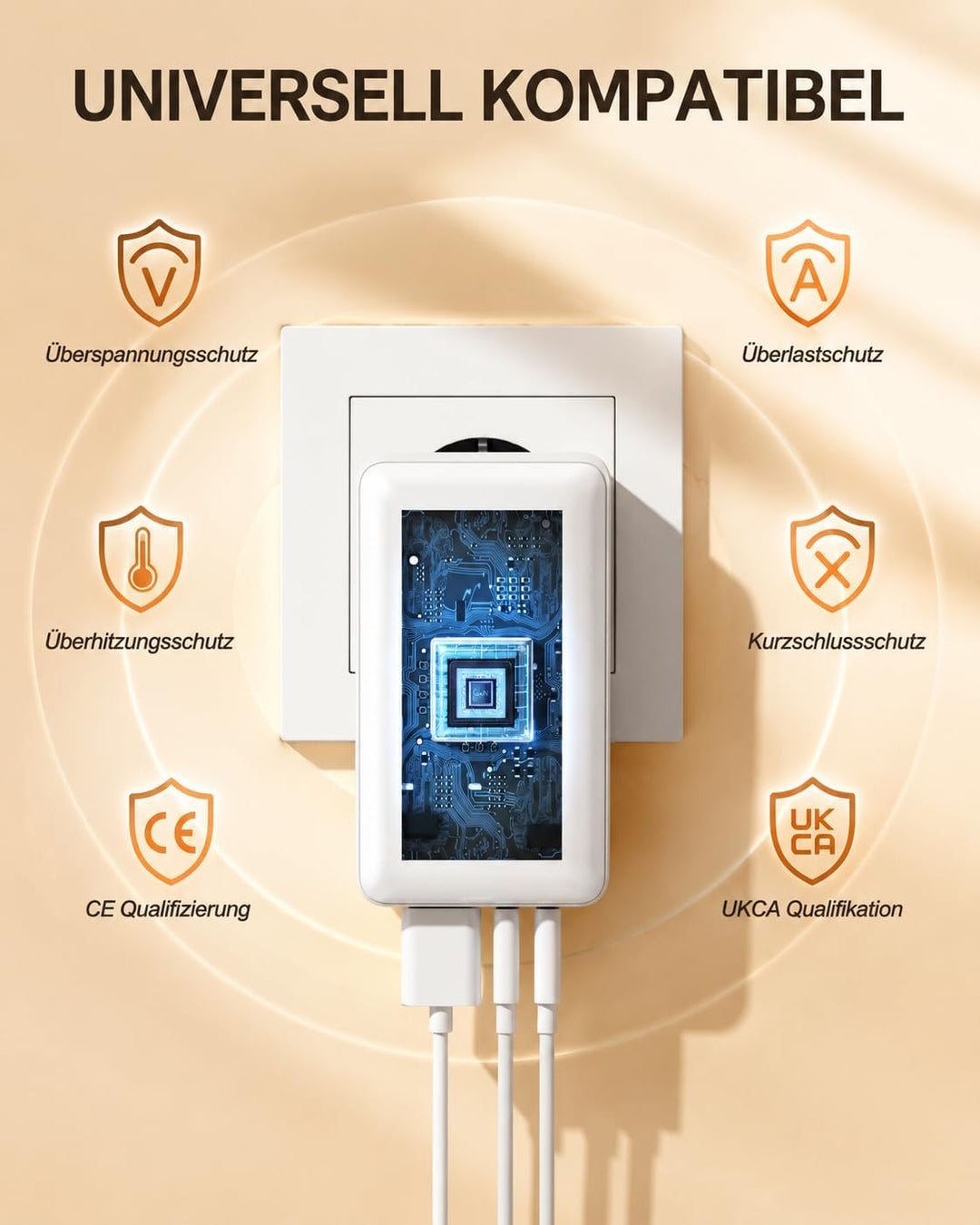 USB Ladegerät Flach,3 Ports USB C Stecker Abgewinkelt,Flaches Netzteil mit 20W PD Schnellladegerät,F