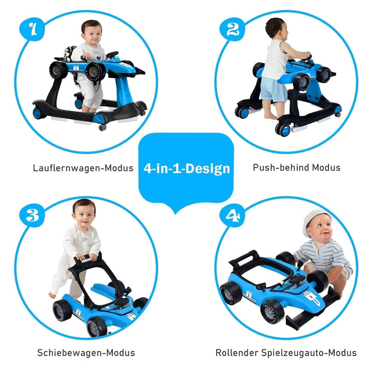 COSTWAY 4 in 1 Lauflernhilfe, Lauflernwagen klappbar mit einstellbarer Höhe & Geschwindigkeit, Baby