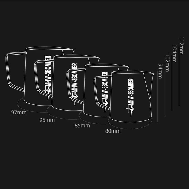 MHW-3BOMBER 500ml(16Oz) Milchkännchen Milchkanne Profi, 16Oz Milchkännchen Edelstahl für Espresso, C