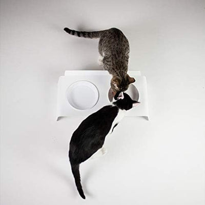 LucyBalu® Erhöhte Doppel-Futterstation Katze | Ergonomischer Katzennapf erhöht | Erhöhter Futternapf