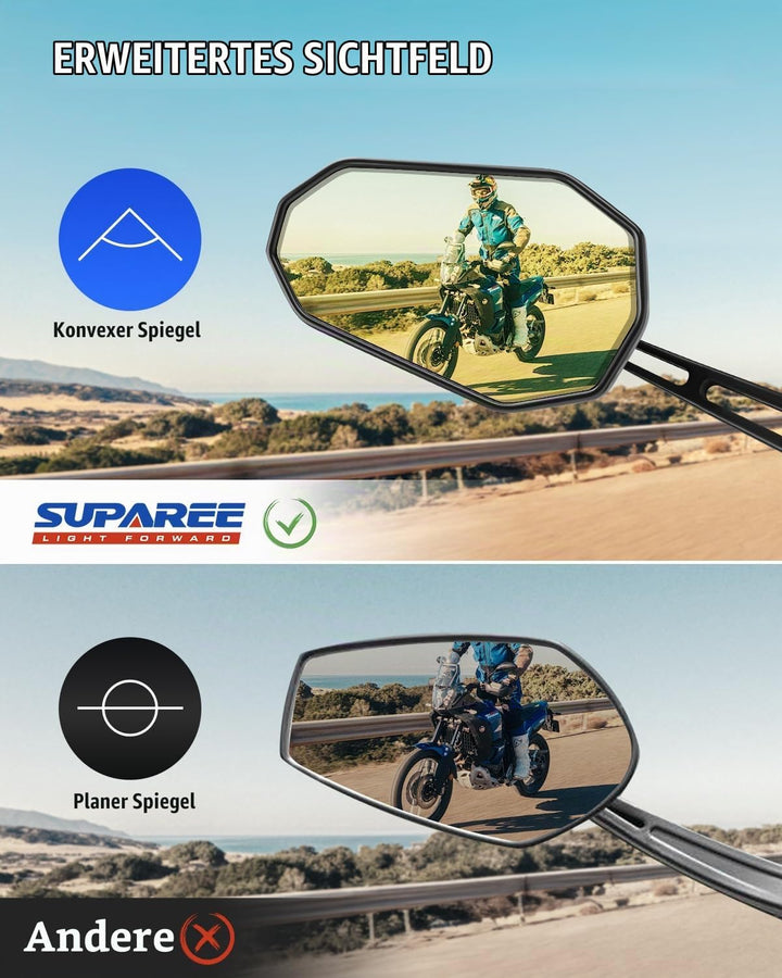 SUPAREE Motorrad Spiegel Motorrad Rückspiegel Universal Lenkerspiegel motorrad e Geprüft Gelbes Spie