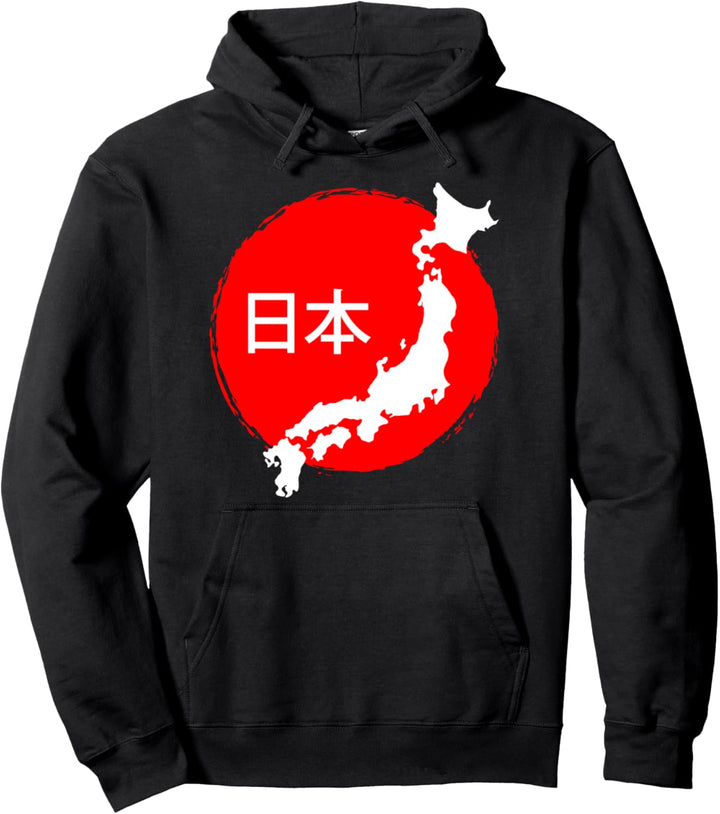 Japan Flag Map National Japanese Pride Gift Pullover Hoodie