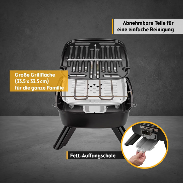 TZS First Austria 2in1 Elektrogrill Kugelgrill - extrem stabiler & kompakter BBQ Hybrid Elektrogrill