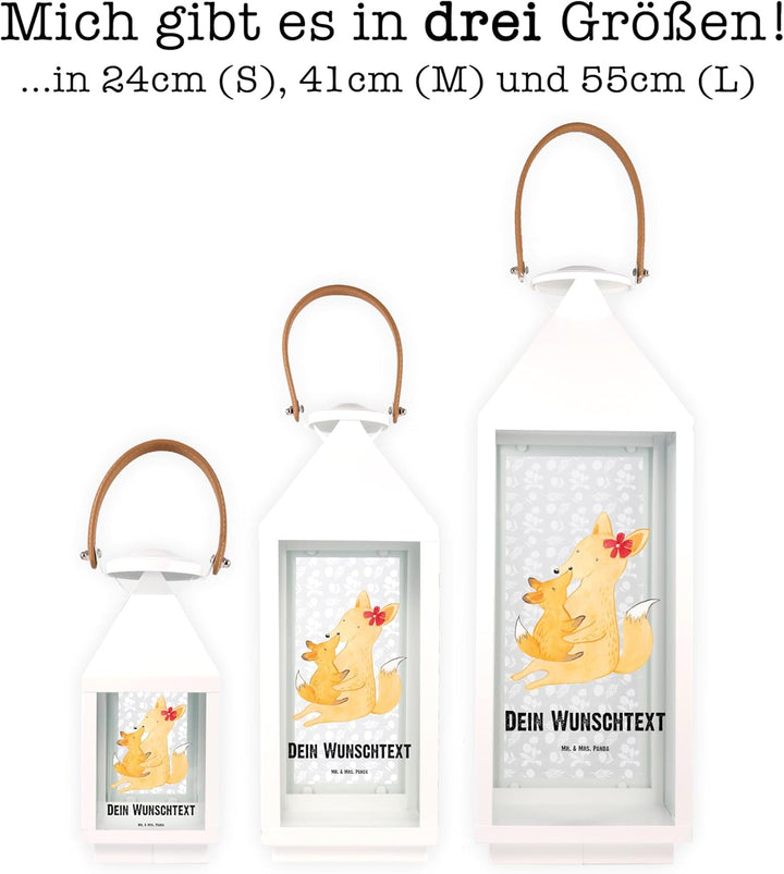 Mr. &amp; Mrs. Panda S Personalisierte Deko Laterne Fuchs Mama &amp; Kind - Personalisierte Geschenke, Later
