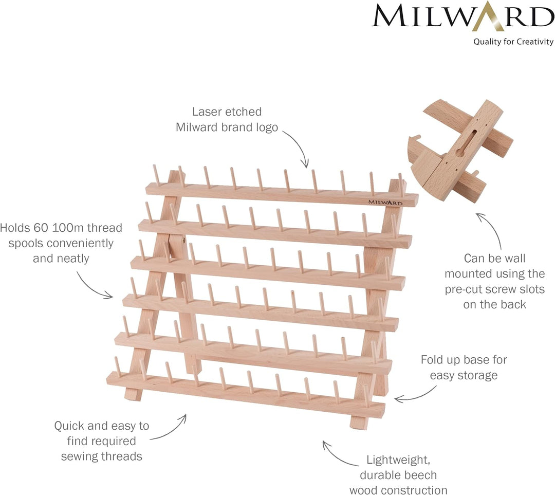 MILWARDS 2511419 Spulenhalter, Wood, Holz, 67x40