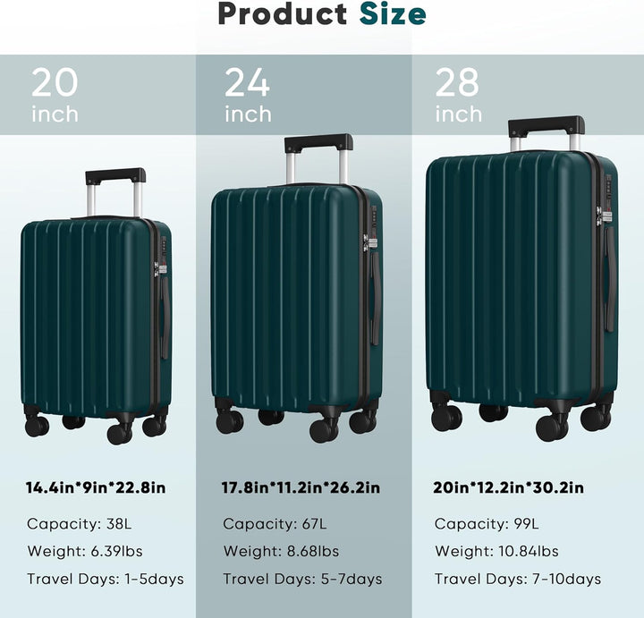 SHOWKOO Koffer Gross 75cm Hartschale Leicht Reisekoffer Polycarbonat Erweiterbar Haltbar Trolley Han