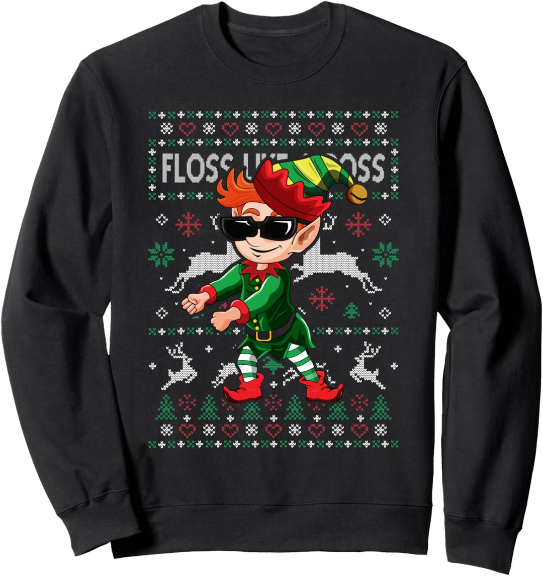 Christmas Elf Crew Floss Like A Boss Boys Kids Xmas Flossing Sweatshirt