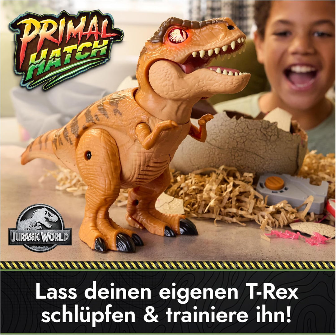 Primal Hatch, Jurassic World, Interaktiver T-Rex im Ei, 100+ Soundeffekte und Reaktionen, Spielzeug