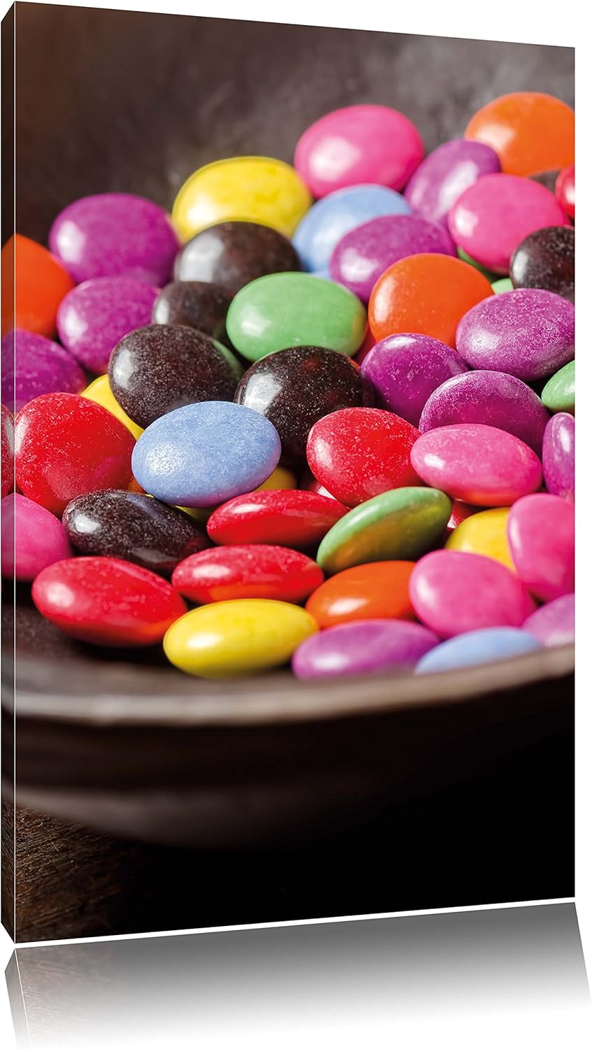 Pixxprint Schokolade Smarties Süssigkeiten als Leinwandbild/Grösse: 100x70 / Wandbild/Kunstdruck/fer