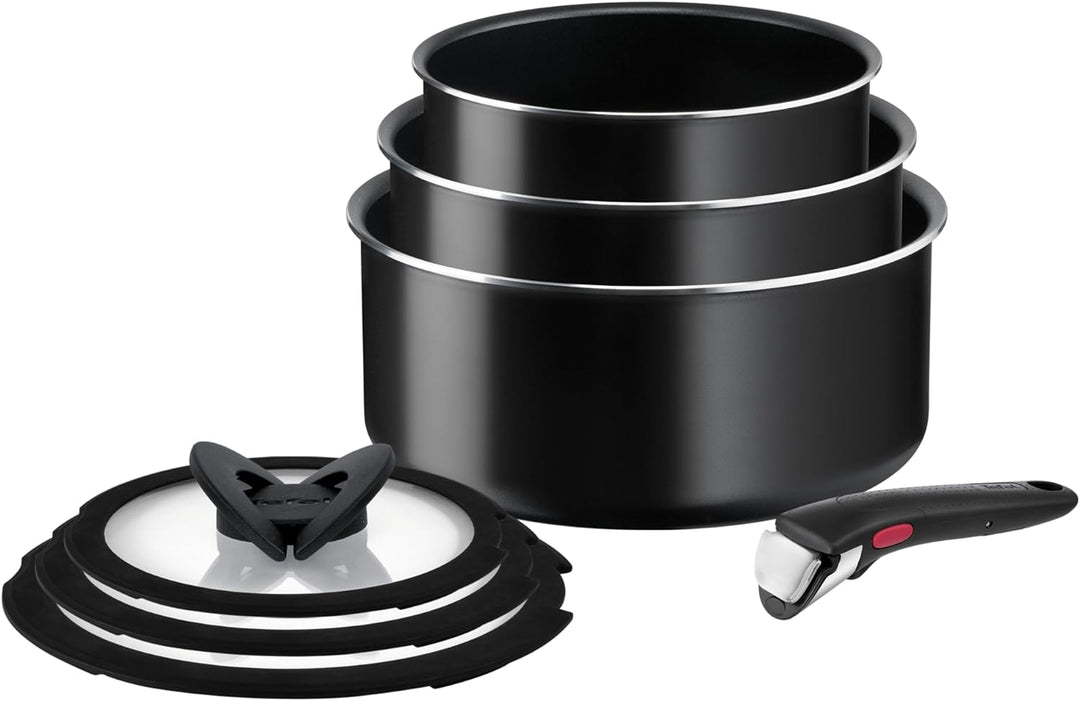 Tefal Ingenio Easy ON Try-Me Pfannenset, 7-teilig, stapelbar, abnehmbarer Griff, platzsparend, antih