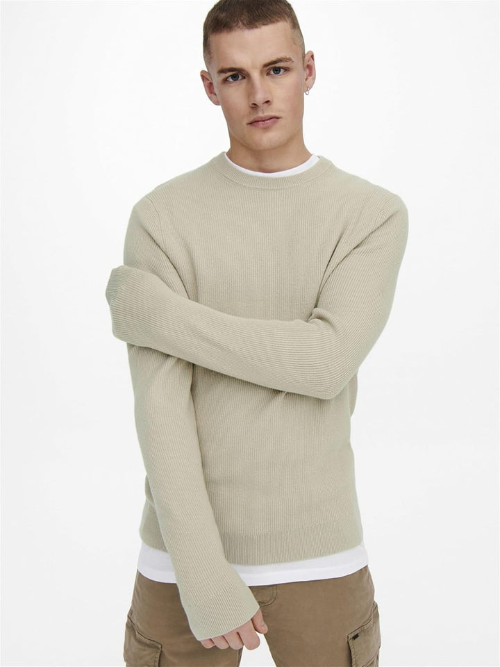 ONLY & SONS Male Strickpullover ONSPHIL Pullover XS Silver Lining, XS Silver Lining
