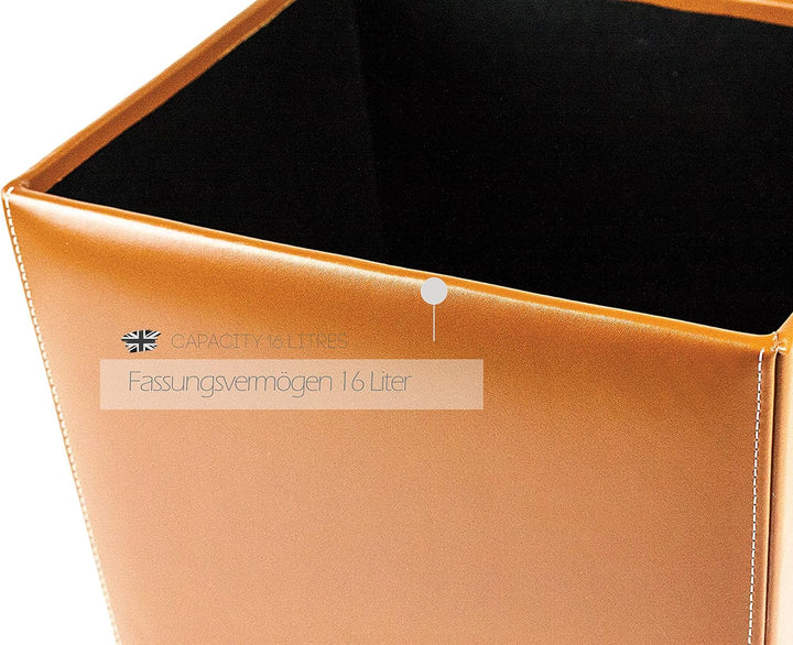 DELMON VARONE - Papierkorb aus Cambridge Top Grain Leder braun, Papiermülleimer für Büro, Schreibtis