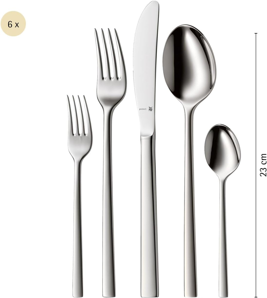 WMF Sonic Edelstahl Besteck Set 6 Personen, Essbesteck Set 30 teilig, Hohlheftmesser, Cromargan prot