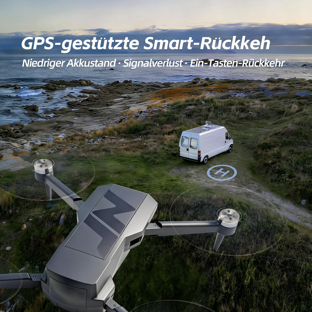 3‑Achsen‑Gimbal GPS Drohne mit Kamera 4K, 90 Min Flugzeit (3 Akkus), 1000 m Steuerungsreichweite, Au