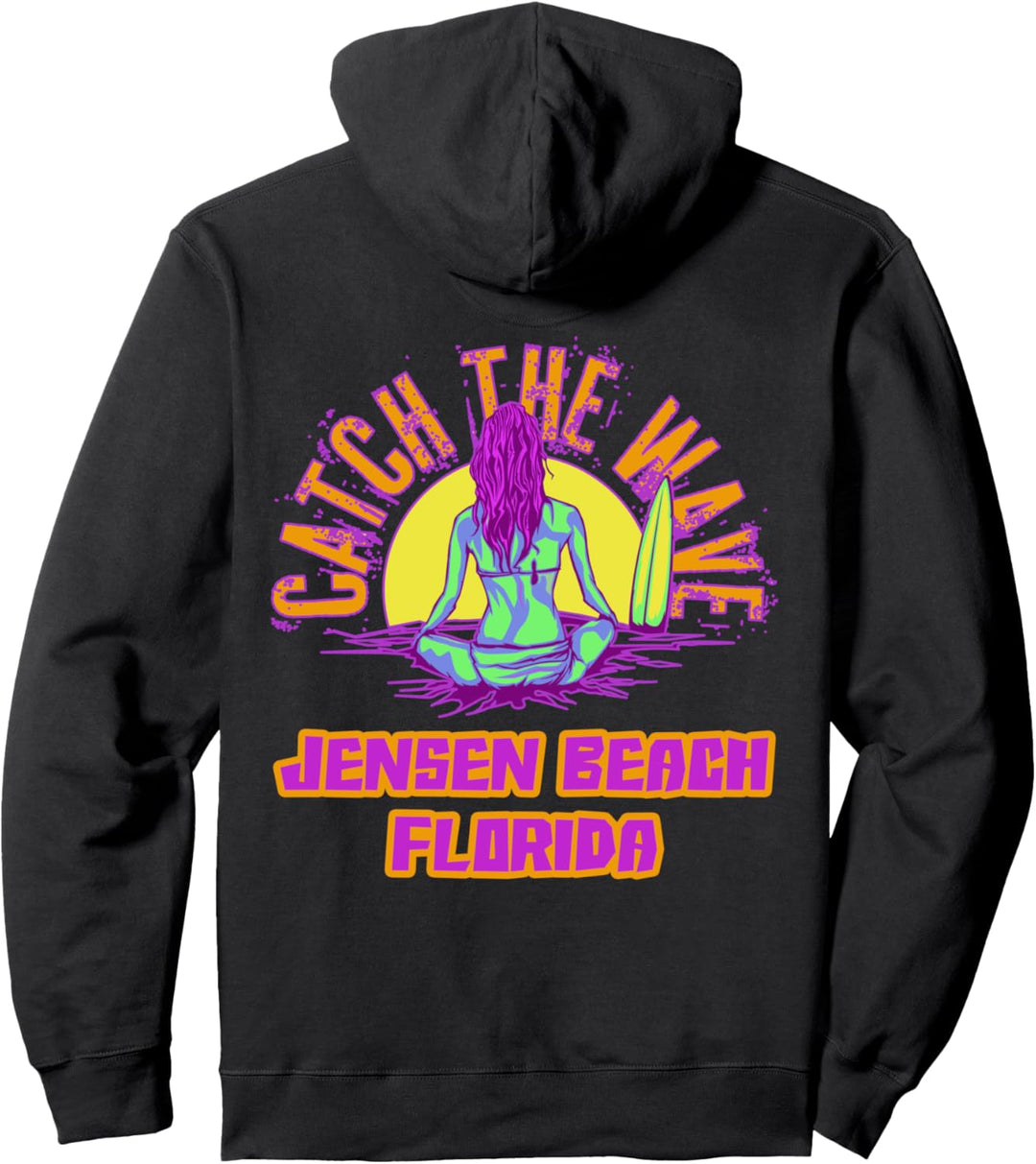 Jensen Beach Florida Shirt Surfen Vaporwave Aesthetic Beach Pullover Hoodie
