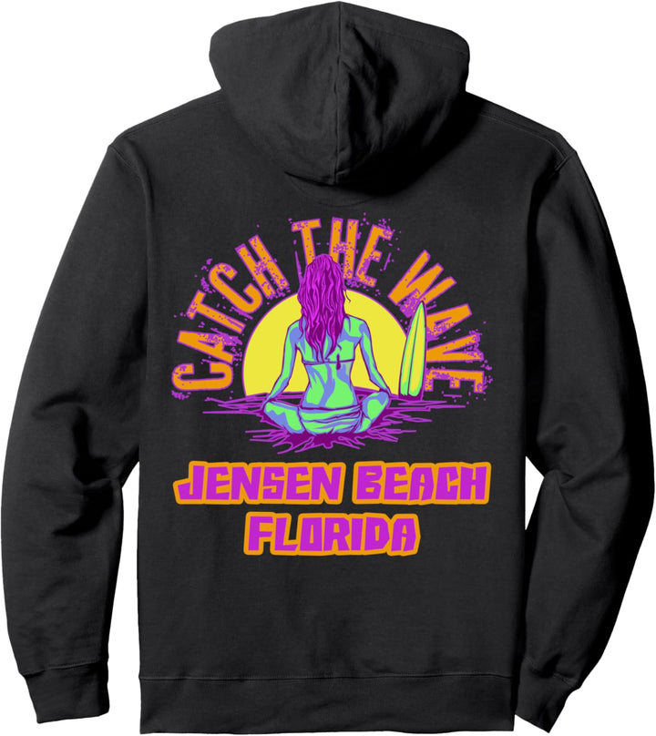 Jensen Beach Florida Shirt Surfen Vaporwave Aesthetic Beach Pullover Hoodie