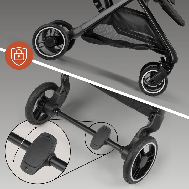 hauck All-in-One Reisebuggy Set, Flugzeug Handgepäck, Fly N Care Black | Einhändig klappbar mit Trag