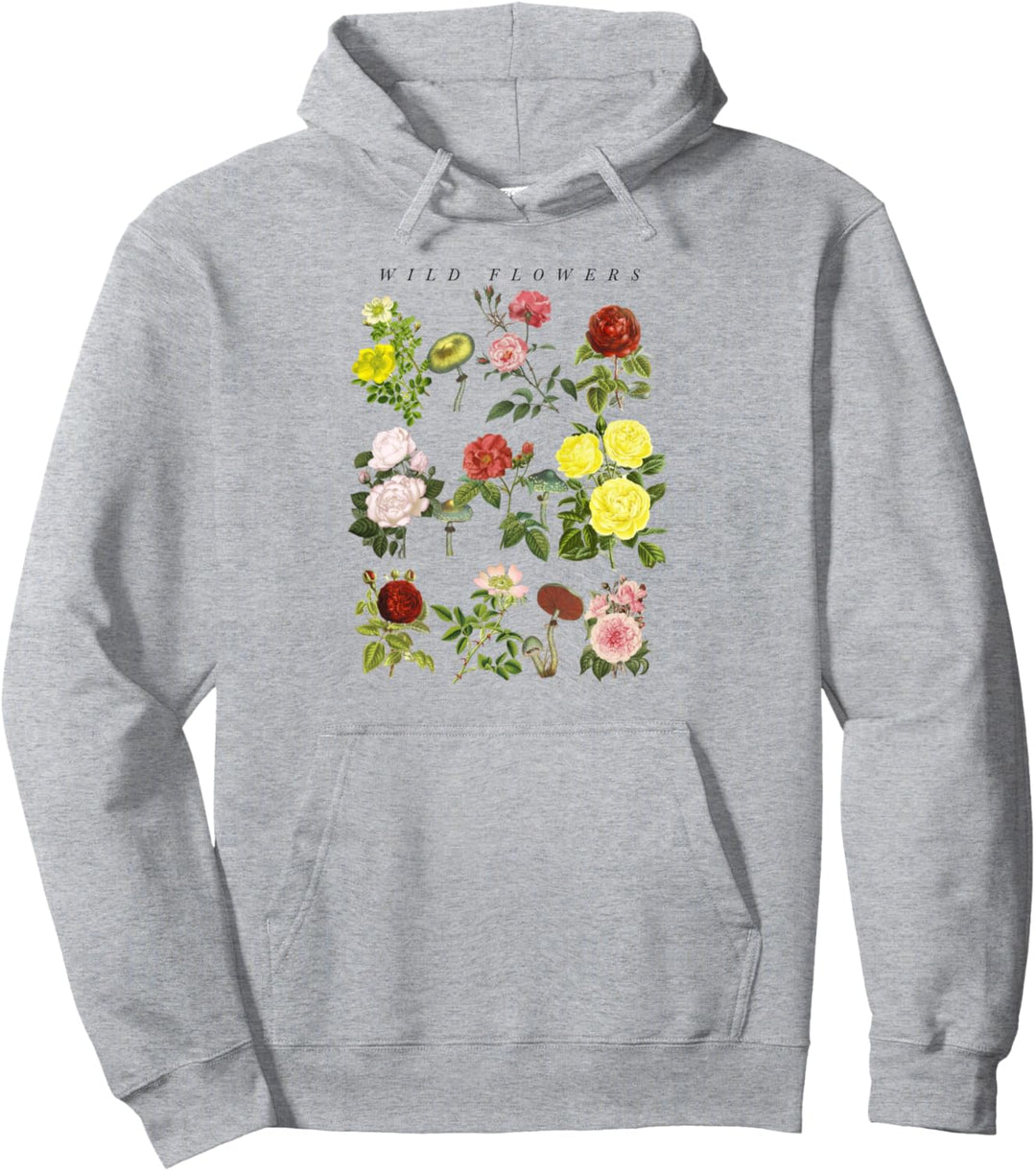 Trendy Floral Wild Mushroom Chart Pullover Hoodie