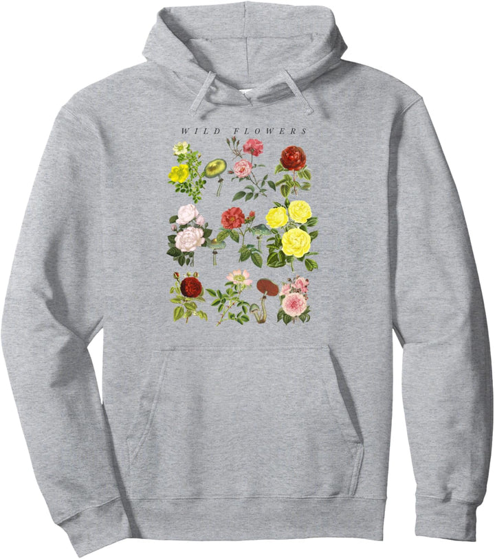 Trendy Floral Wild Mushroom Chart Pullover Hoodie