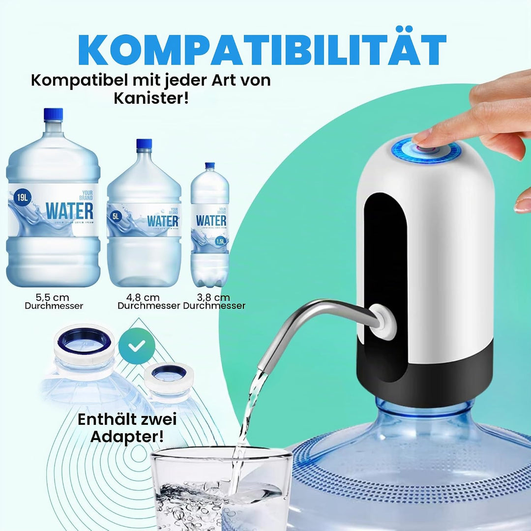 Wasserspender, elektrischer Wasserhahn für Kaltwasserkanister, Dosierpumpe mit zwei Adaptern, 5,7 l,