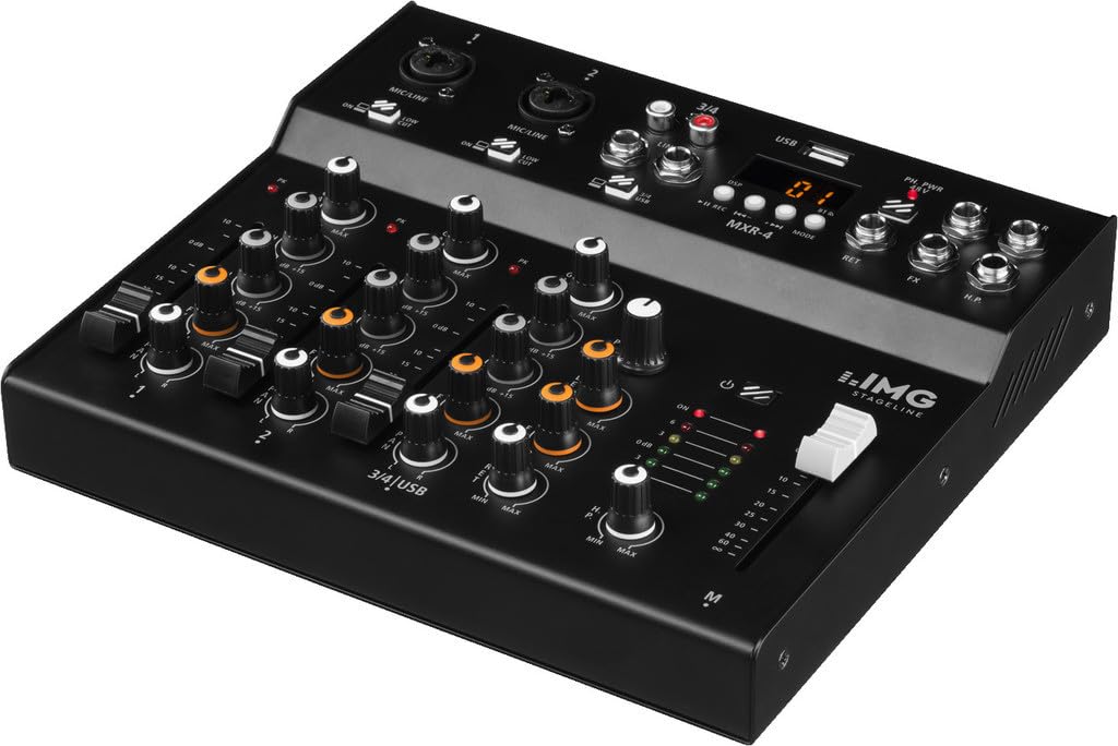 IMG 200250 STAGELINE MXR-4, 4-Kanal Audio-Mischpult mit integriertem MP3-Player, Bluetooth-Empfänger