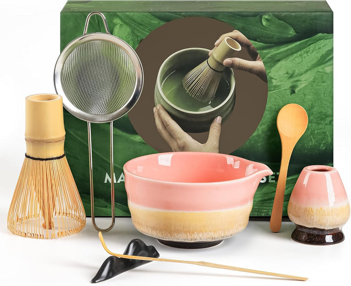 Biomatea Japanisches Matcha-Set, 7-teilig – Handgefertigtes Keramikset für die traditionelle Teezere