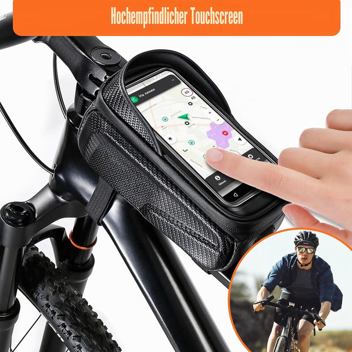 Fahrrad Rahmentasche für Smartphone, Lenker Handytasche mit Design Ladeanschlusses, Rahmen Lenkertas