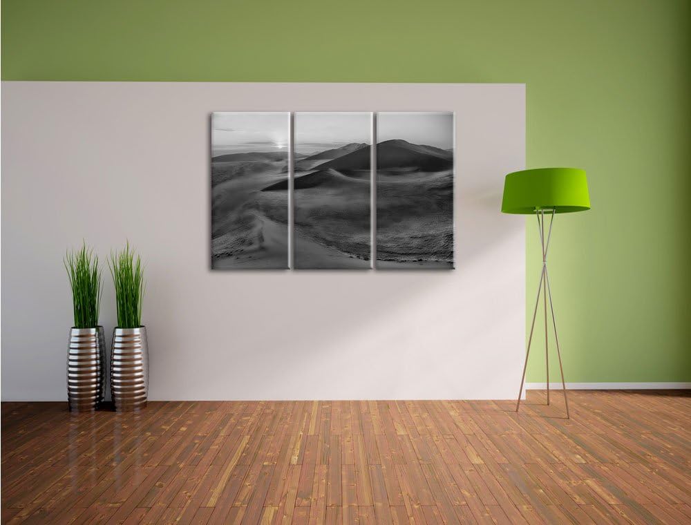Pixxprint Monocrome, gewaltige Sanddünen 3-Teiler Leinwandbild 120x80 Bild auf Leinwand