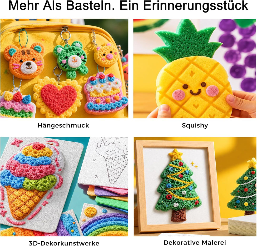 RuiHawk 75 Magic Puffy Paint Set, 3D Schaumtextur-Malset für Kinder mit 38 Blättern & 24 Acryl-Marke