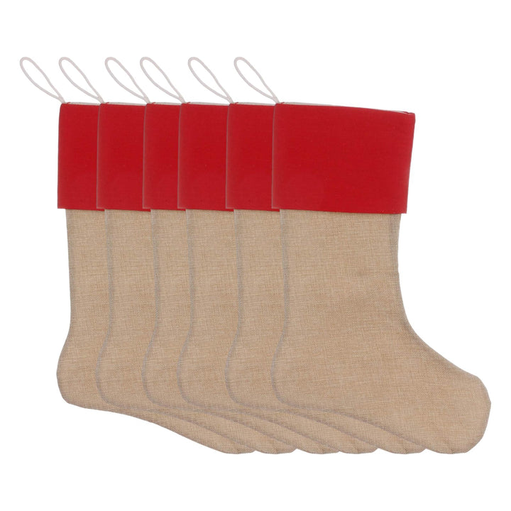 JiJiRuDU Sackleinen Weihnachtsstrumpf 6er Pack, Weihnachten hängende Taschen Weihnachtsfeiertagsstru