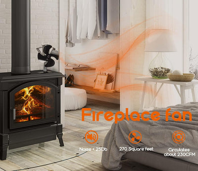Kaminventilator Ofenventilator Stromlos Wärmebetriebener Ofenventilator für Holzofen/Pelletofen/Kami